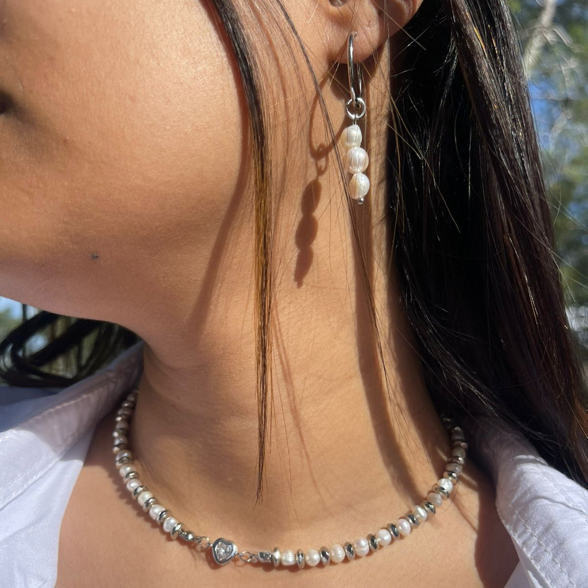 3 Pearls earrings | أقراط لؤلؤ 3 حبات