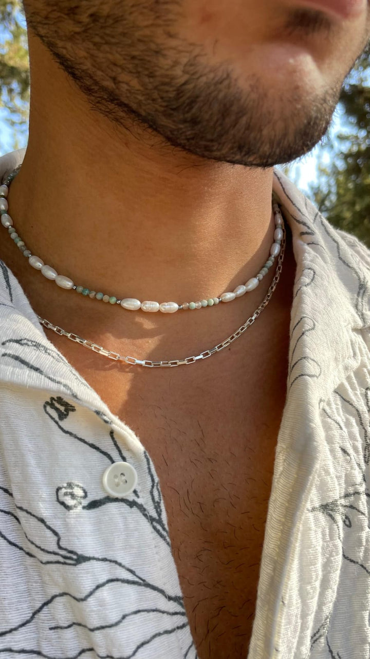عقد امازونيت ولؤلؤ | Amazonite& pearls necklace