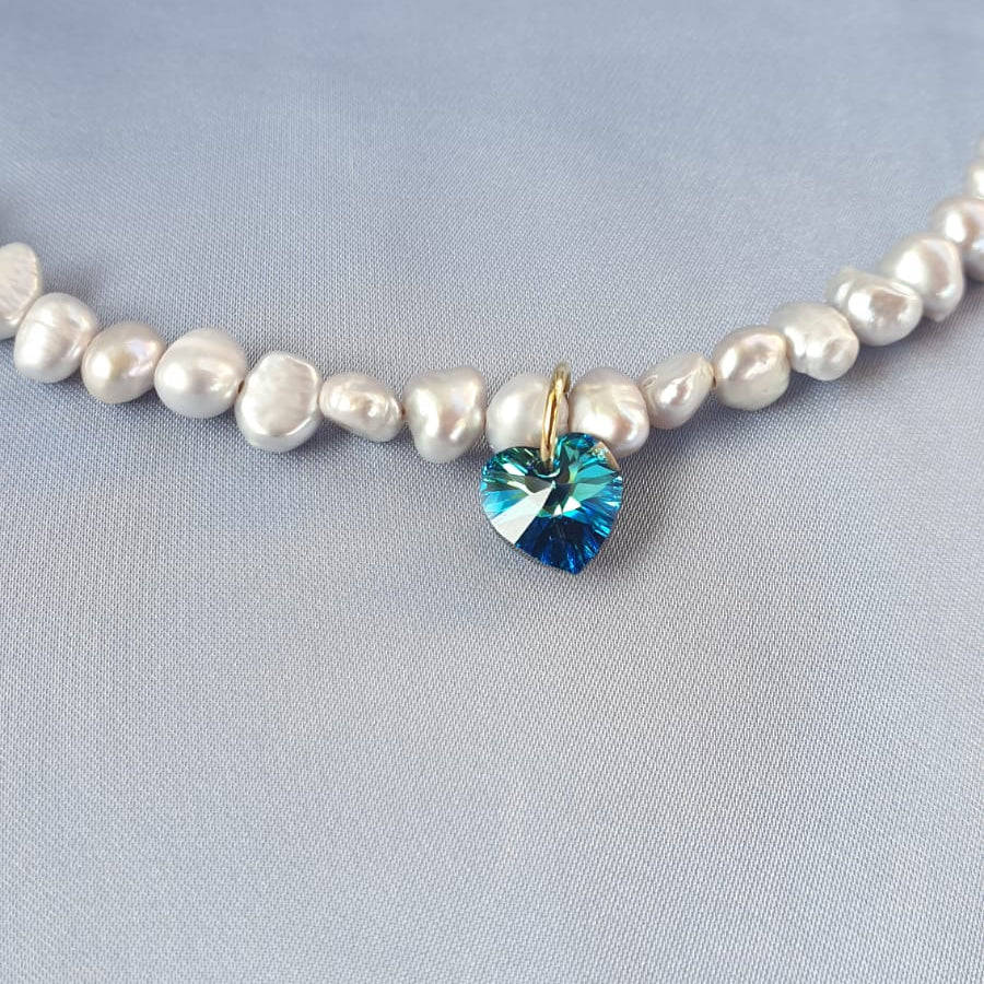 عقد لؤلؤ وسواروفسكي | pearl & swarovski necklace