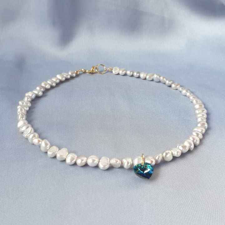 عقد لؤلؤ وسواروفسكي | pearl & swarovski necklace