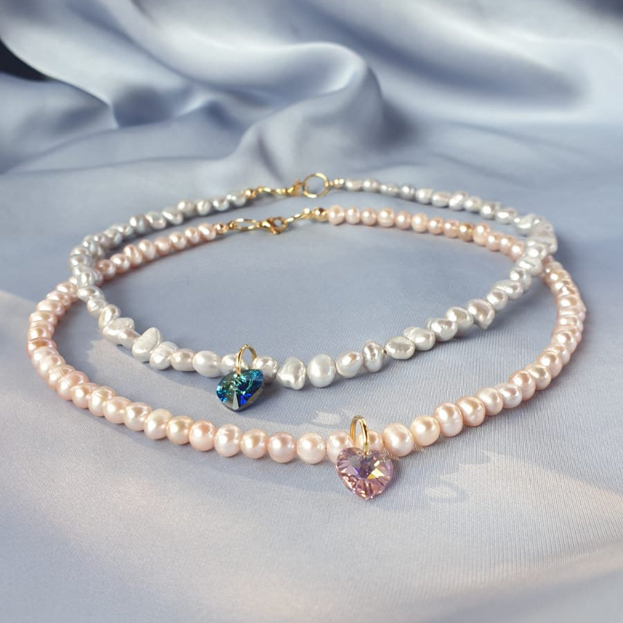 عقد لؤلؤ وسواروفسكي | pearl & swarovski necklace