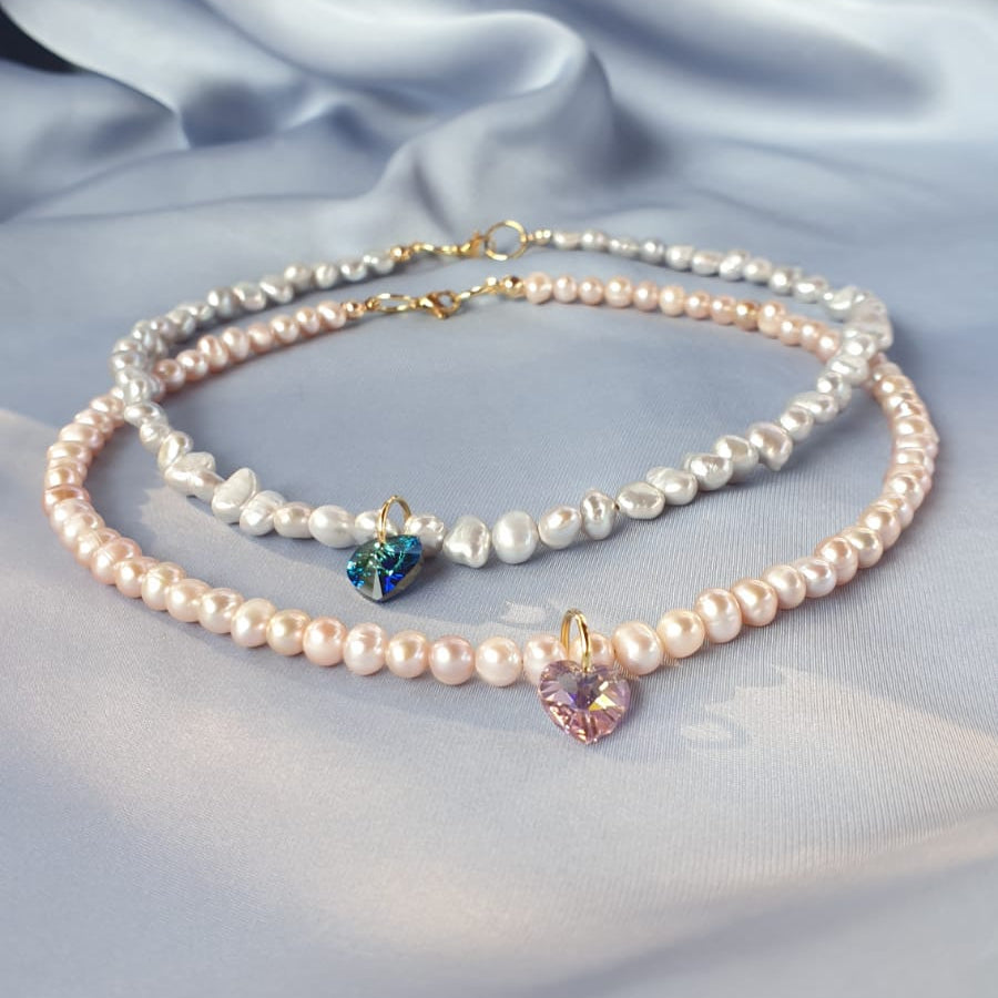 عقد لؤلؤ وسواروفسكي | Pearls & swarovski necklace