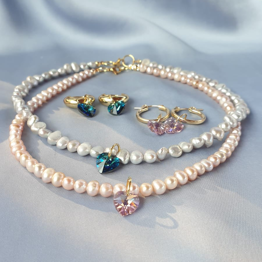 عقد لؤلؤ وسواروفسكي | Pearls & swarovski necklace