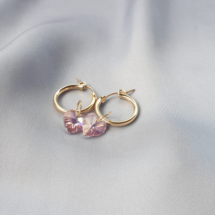 اقراط سواروفسكي زهري | Pink Swarovski earrings