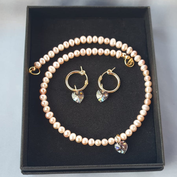 اقراط سواروفسكي زهري | Pink Swarovski earrings