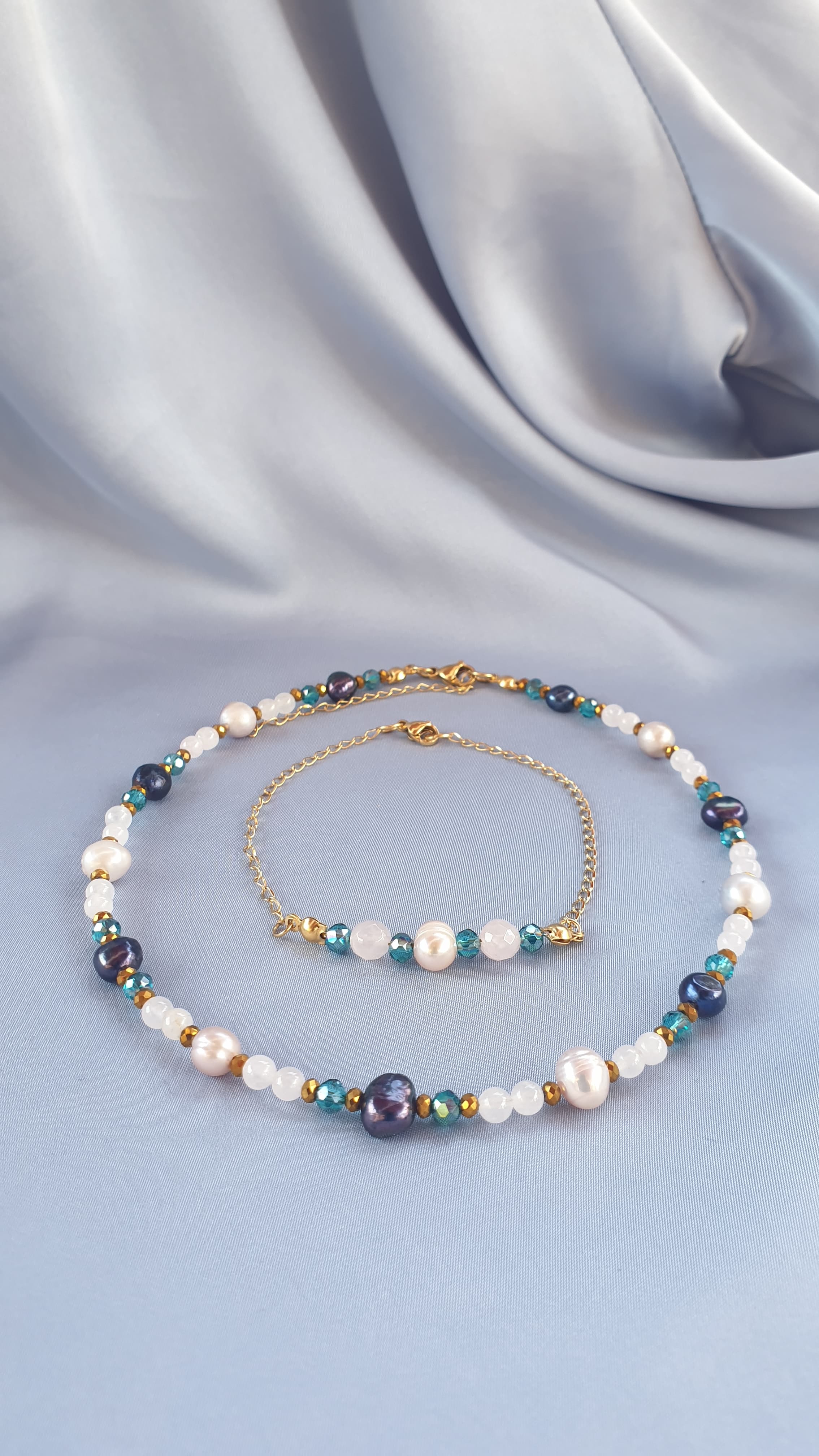 اسوارة لؤلؤ وروز كوارتز | Rose quartz & Pearl bracelet