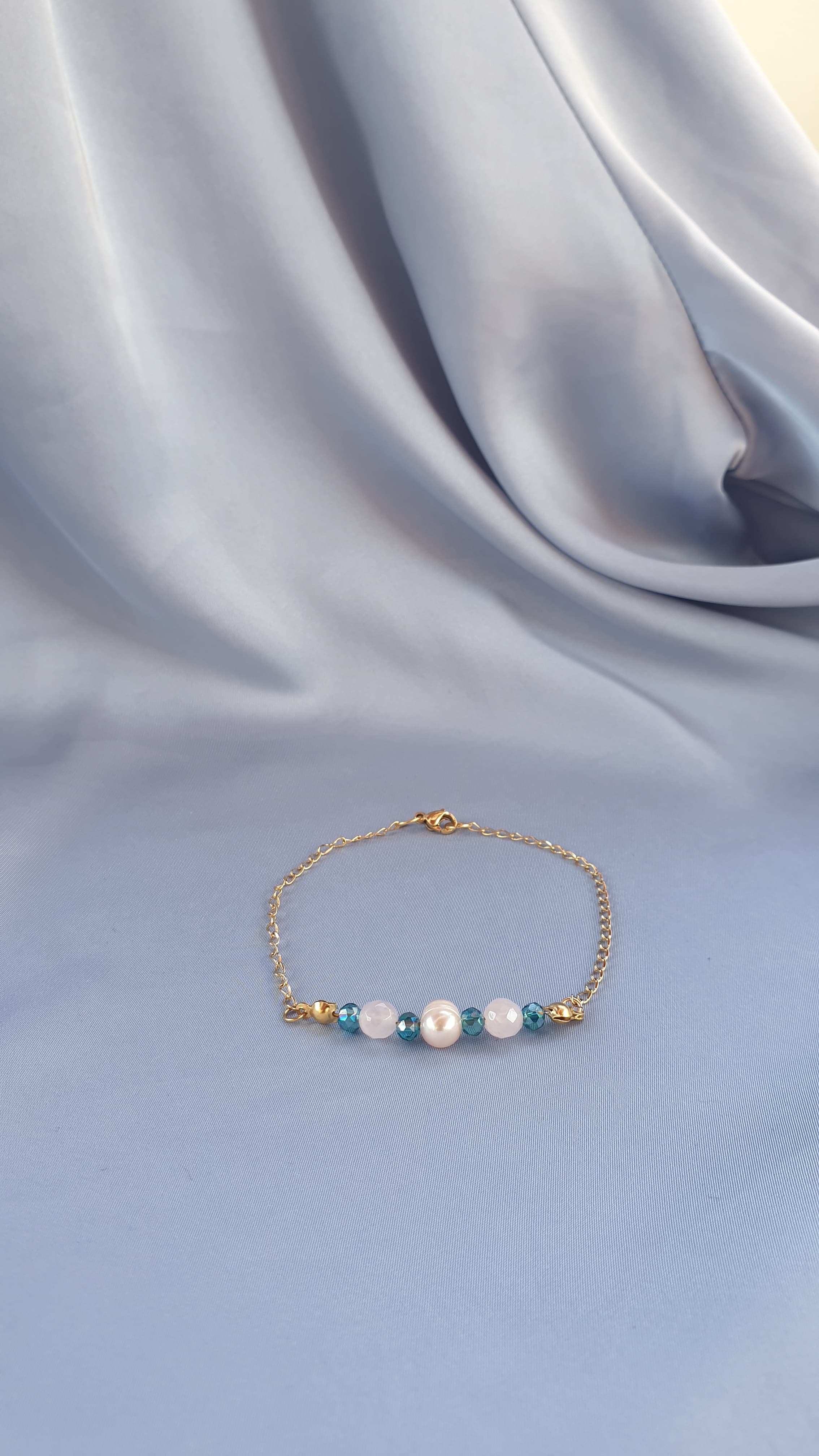 اسوارة لؤلؤ وروز كوارتز | Rose quartz & Pearl bracelet