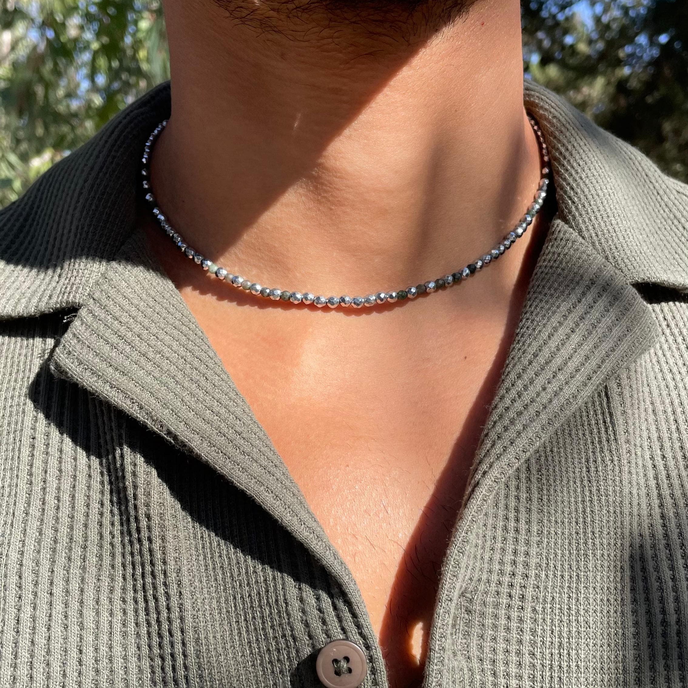 عقد بريهنيت وهيماتيت | Prehenite necklace