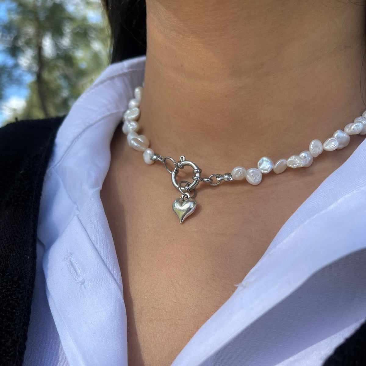 عقد القلب وحبات لؤلؤ مميزة| Unique pearls & heart necklace